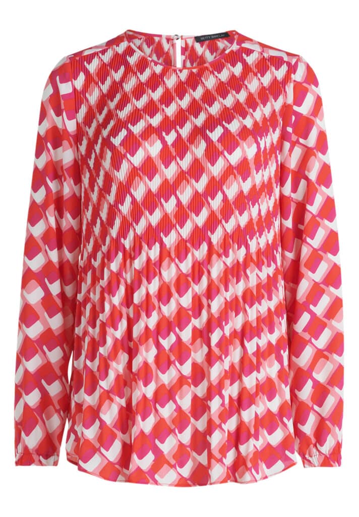 Betty Barclay red mix pleated top