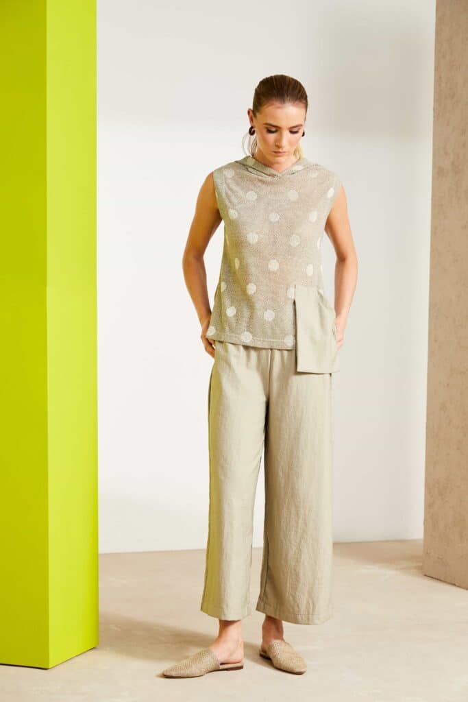 Naya beige wide leg cropped trousers