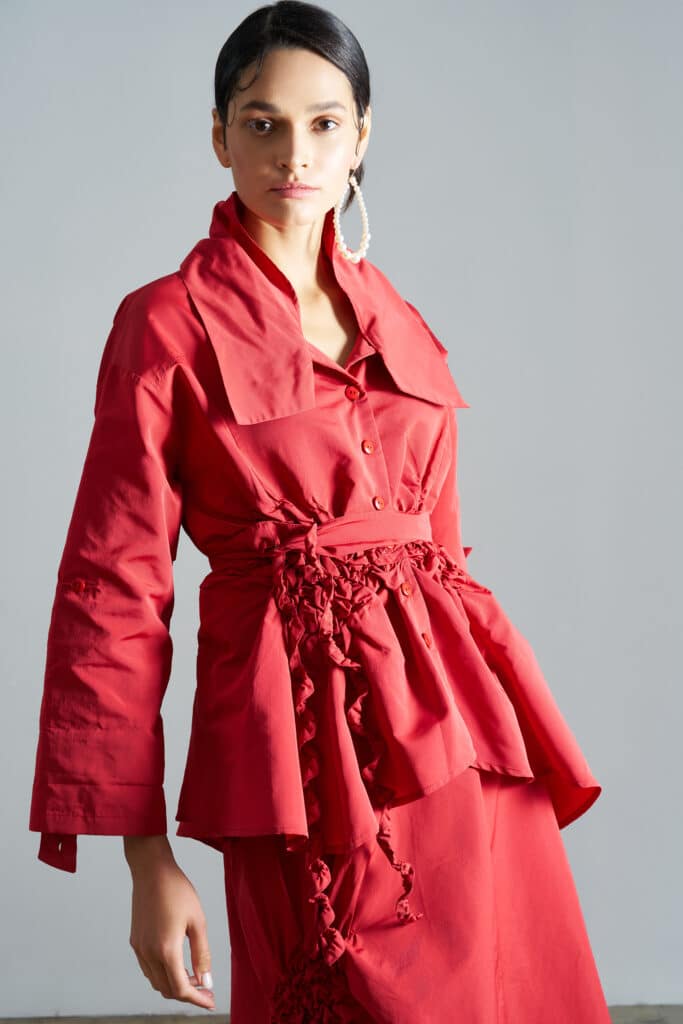 Bize red taffeta jacket