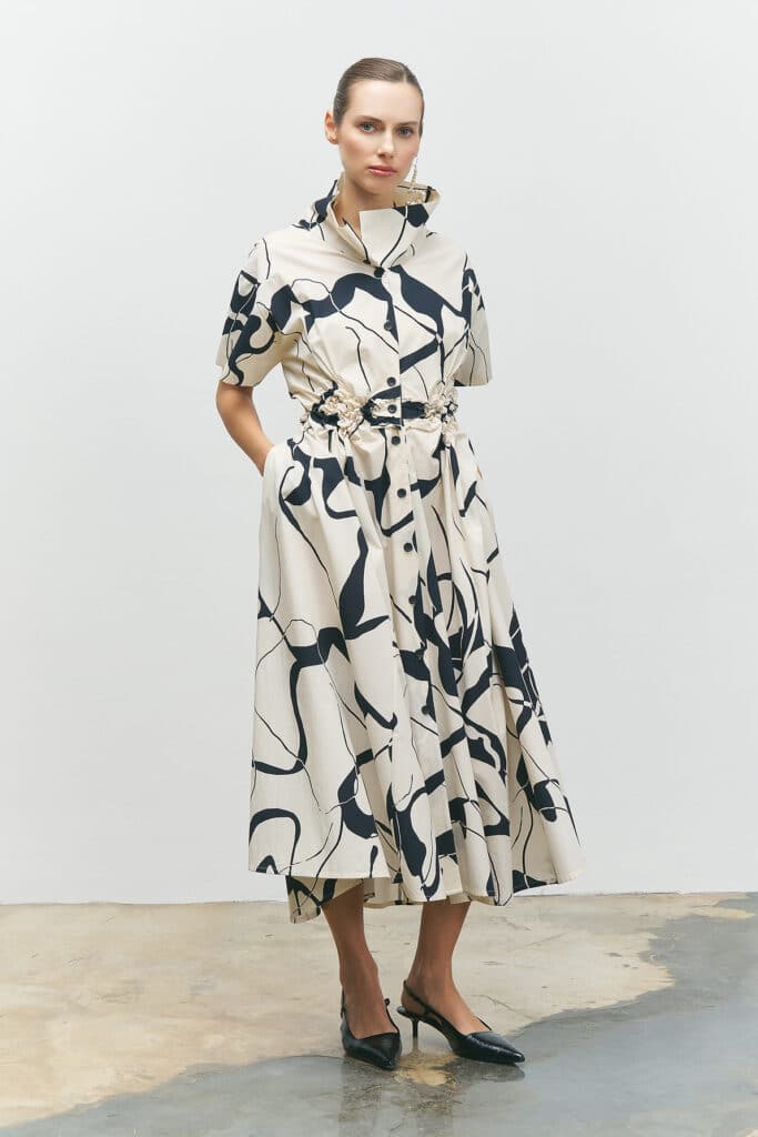 Bize black and cream shirt dress