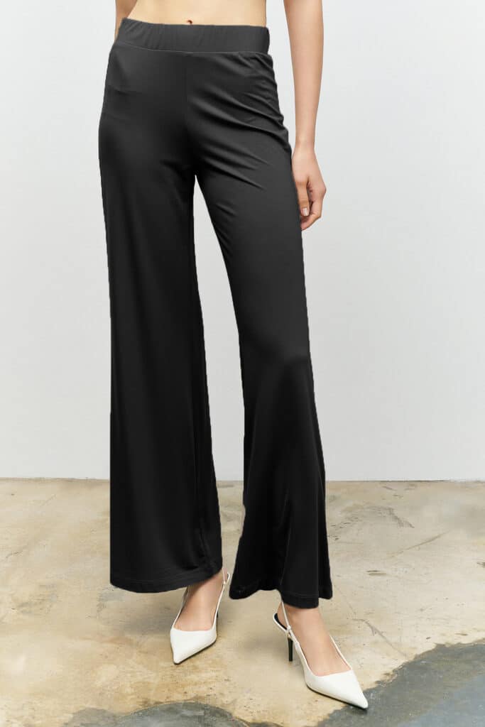 Bize black wide leg jersey trousers