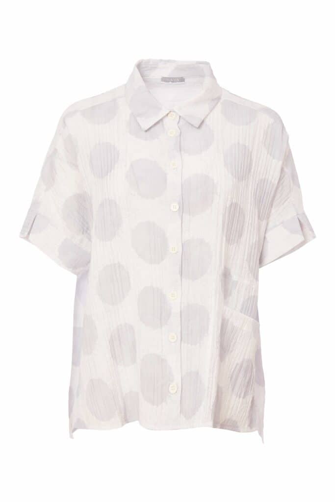 Naya grey spot print crinkle shirt