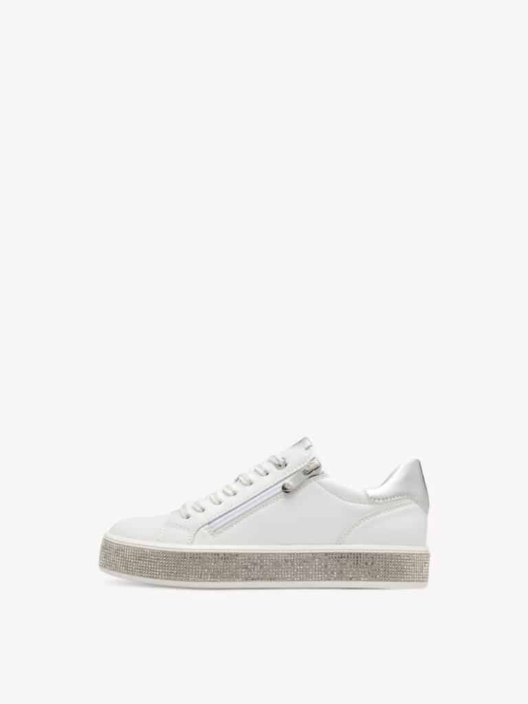Marco Tozzi white diamante trim trainer