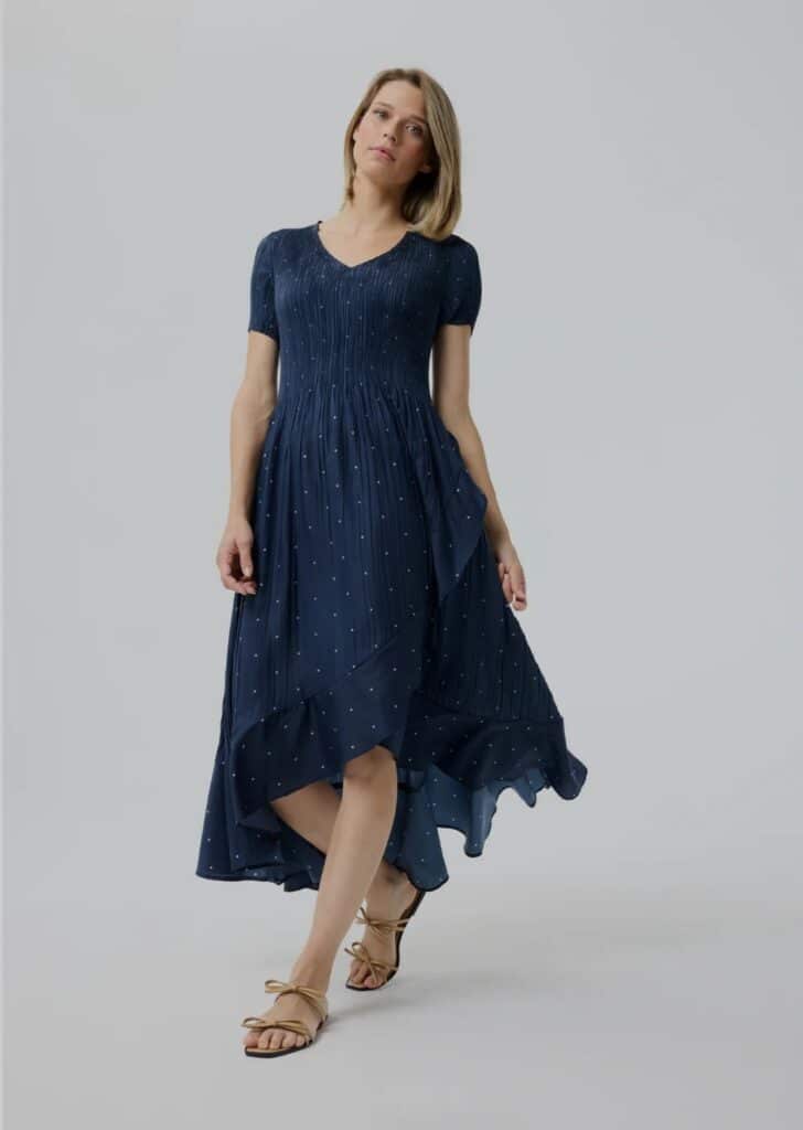 Leo and Ugo navy polka dot dress