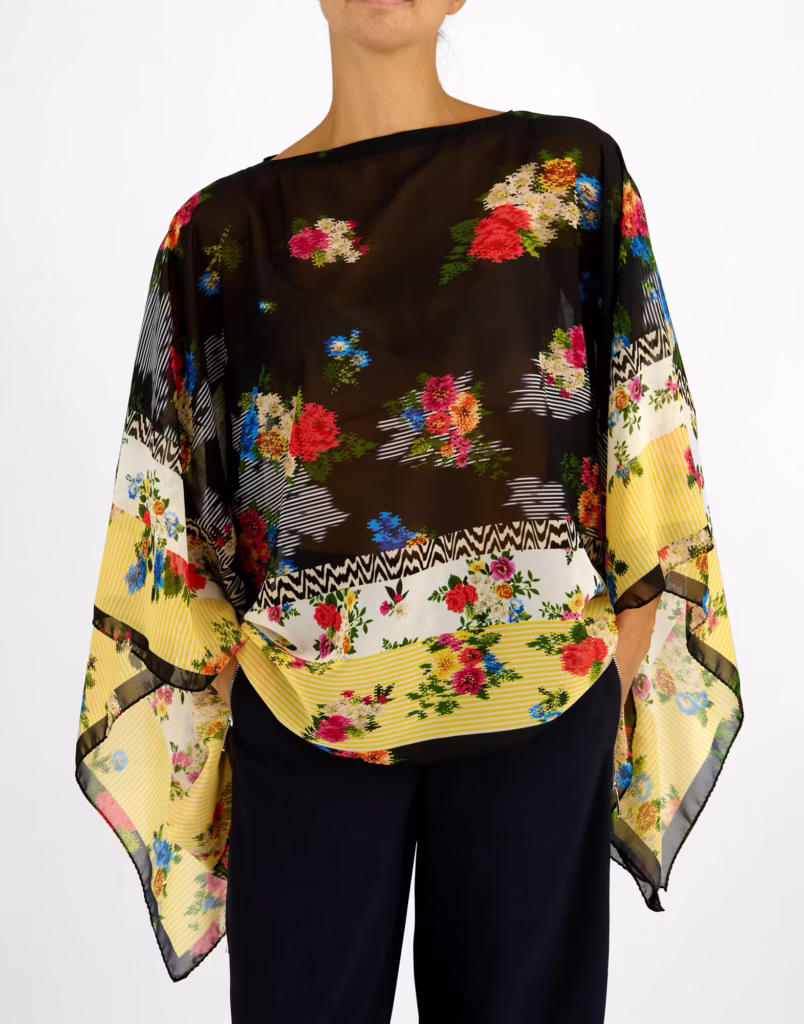 High Lucid multi-print caftan-style blouse