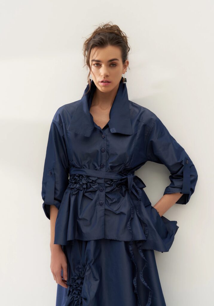 Bize navy taffeta jacket