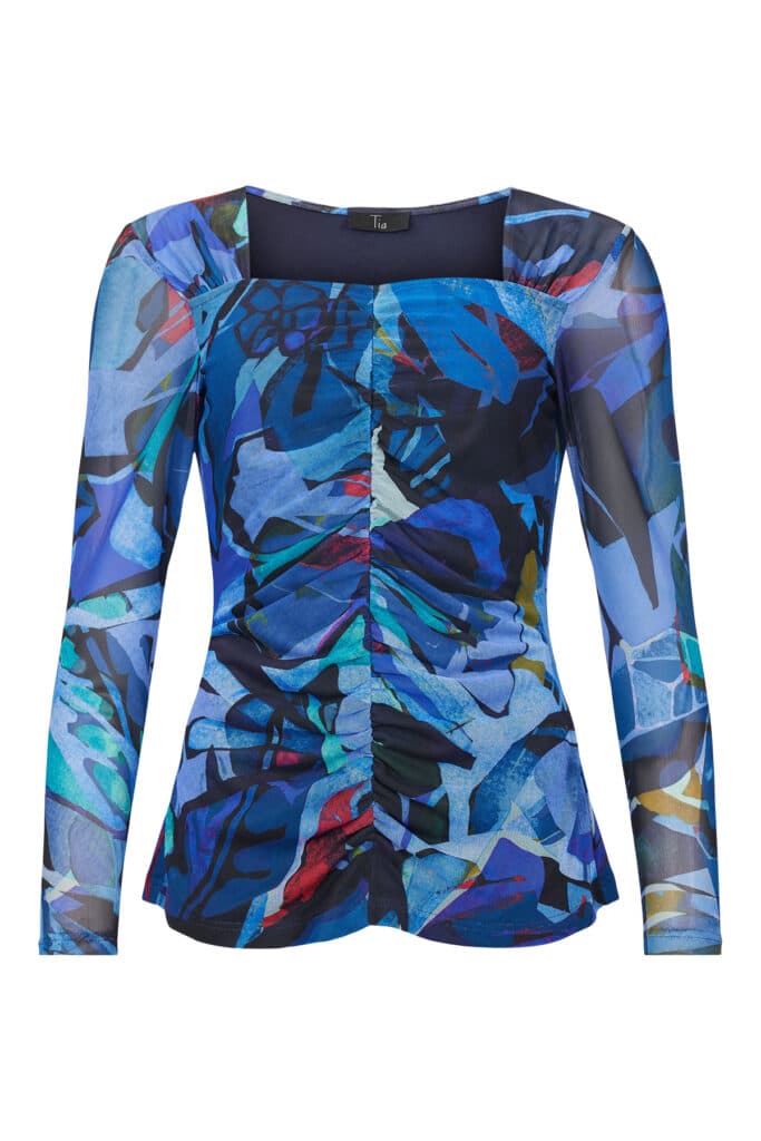 Tia tulle jersey top