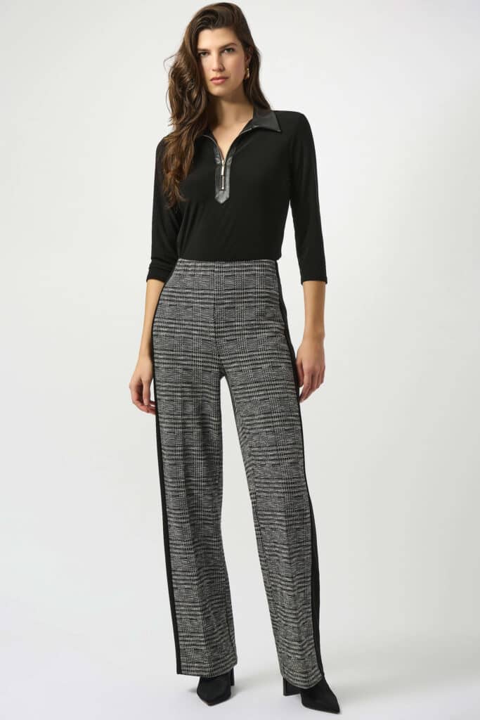 Joseph Ribkoff plaid knit trousers