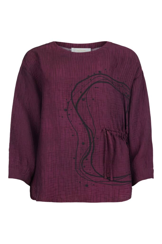 Noen burgundy circle print top