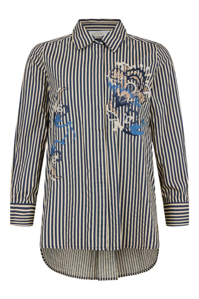 Noen navy striped embroidered shirt