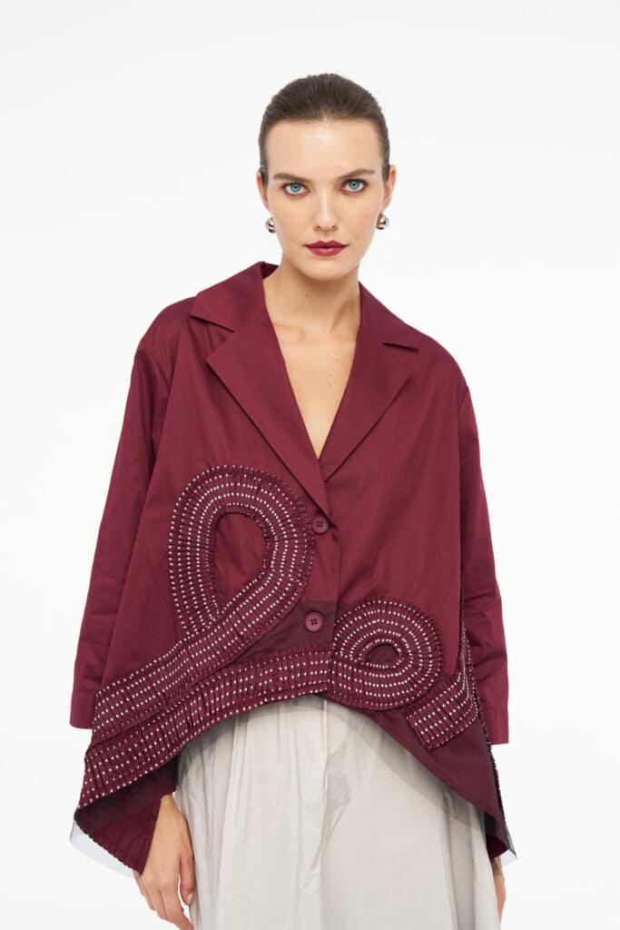 Bize burgundy mesh trim jacket