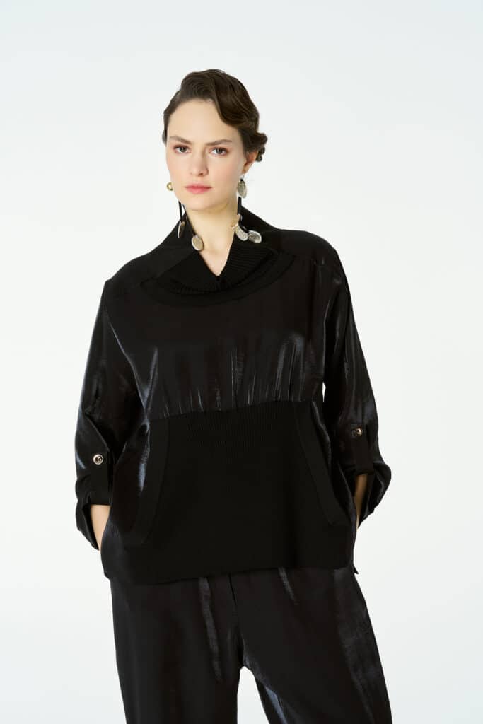 Bize black silky top