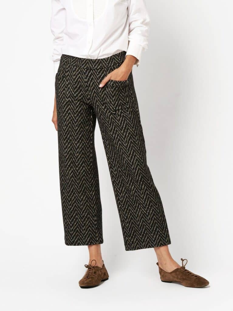 Toni Sue Wide Chic brown herringbone trousers