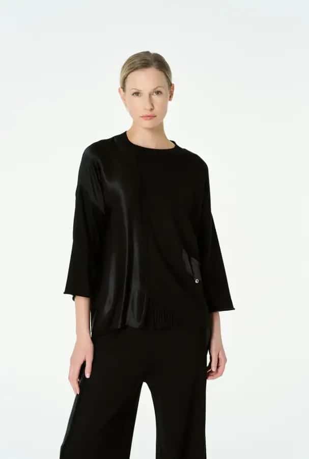 Bize black silky panel knit