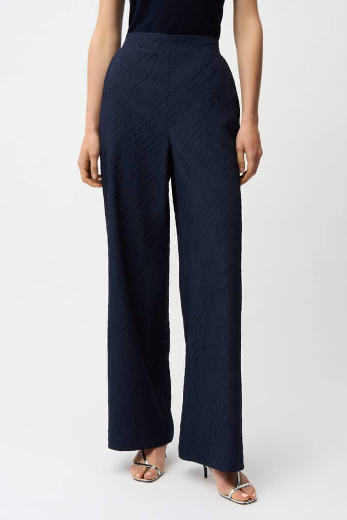Joseph Ribkoff jacquard wide-leg trousers, navy