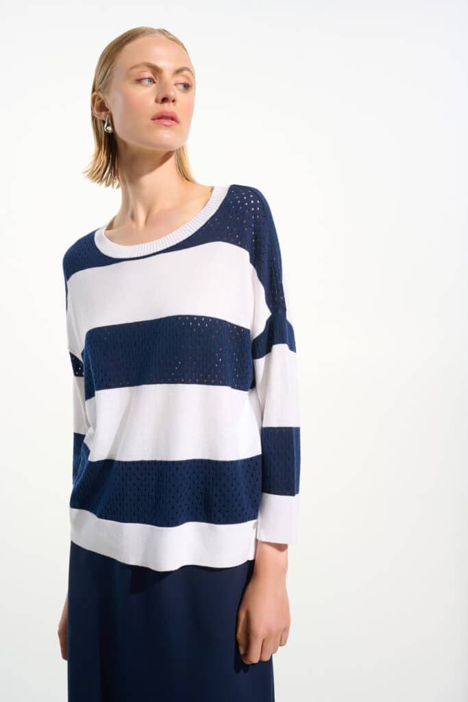 Joseph Ribkoff striped jumper, navy and white