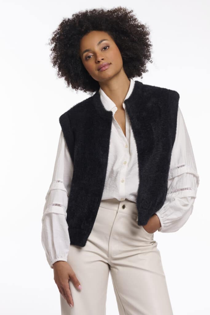Rino and Pelle Elona fluffy waistcoat, black