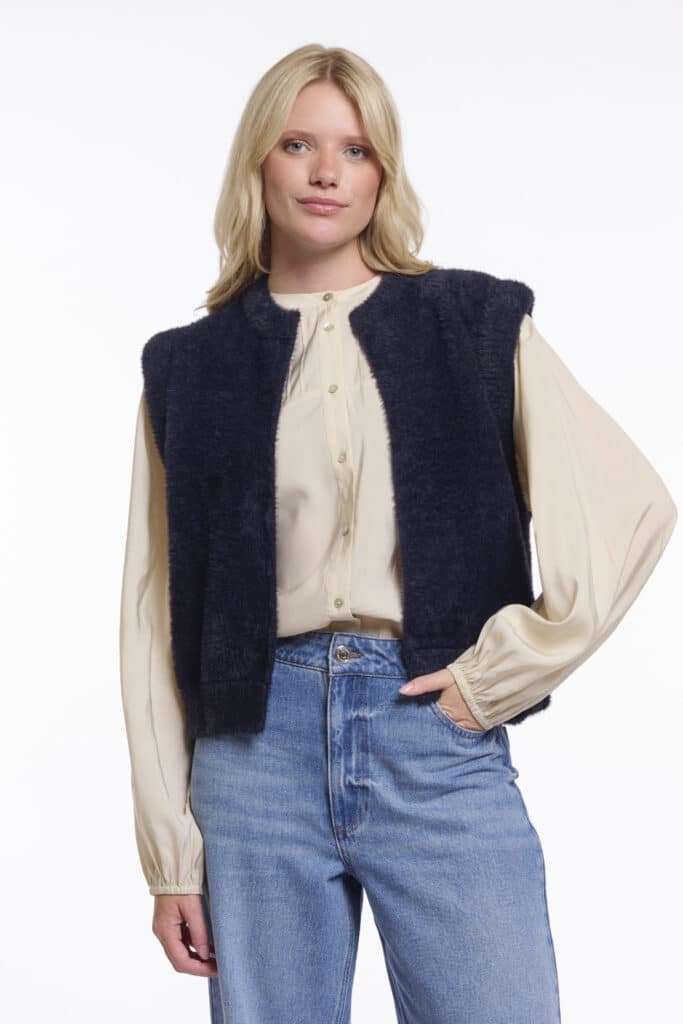 Rino and Pelle Elona fluffy waistcoat, navy