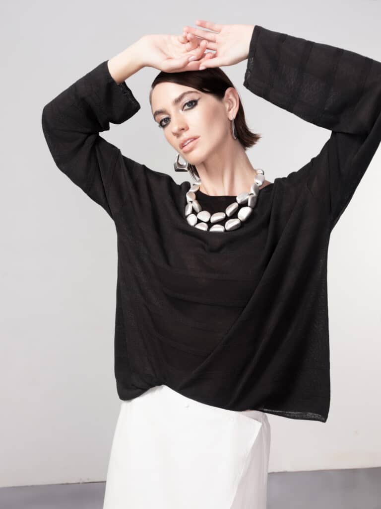Haako gossamer knit sweater, black
