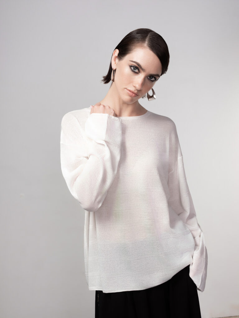 Haako gossamer knit sweater, white