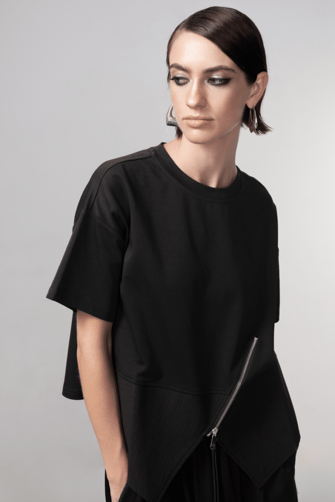 Haako zip detail top, black