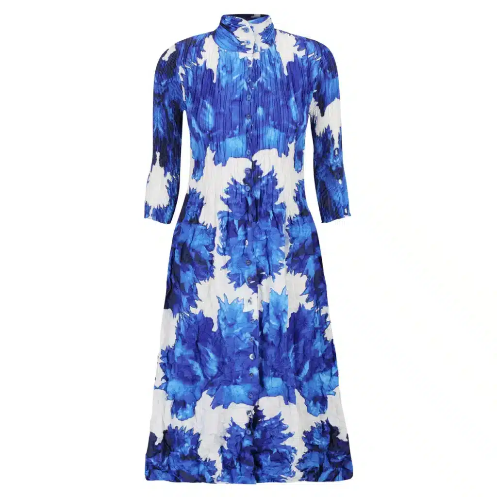 Alquema Nehru coat dress, Blue Quartz