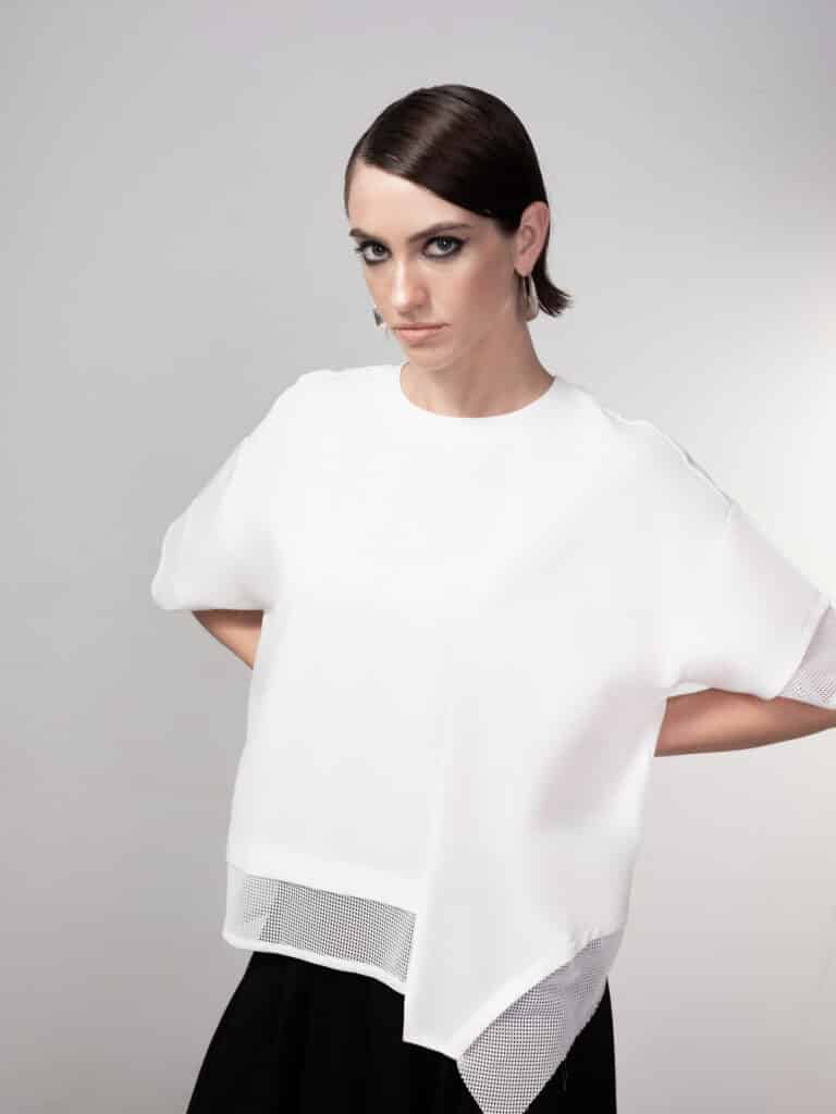 Haako mesh trim top white