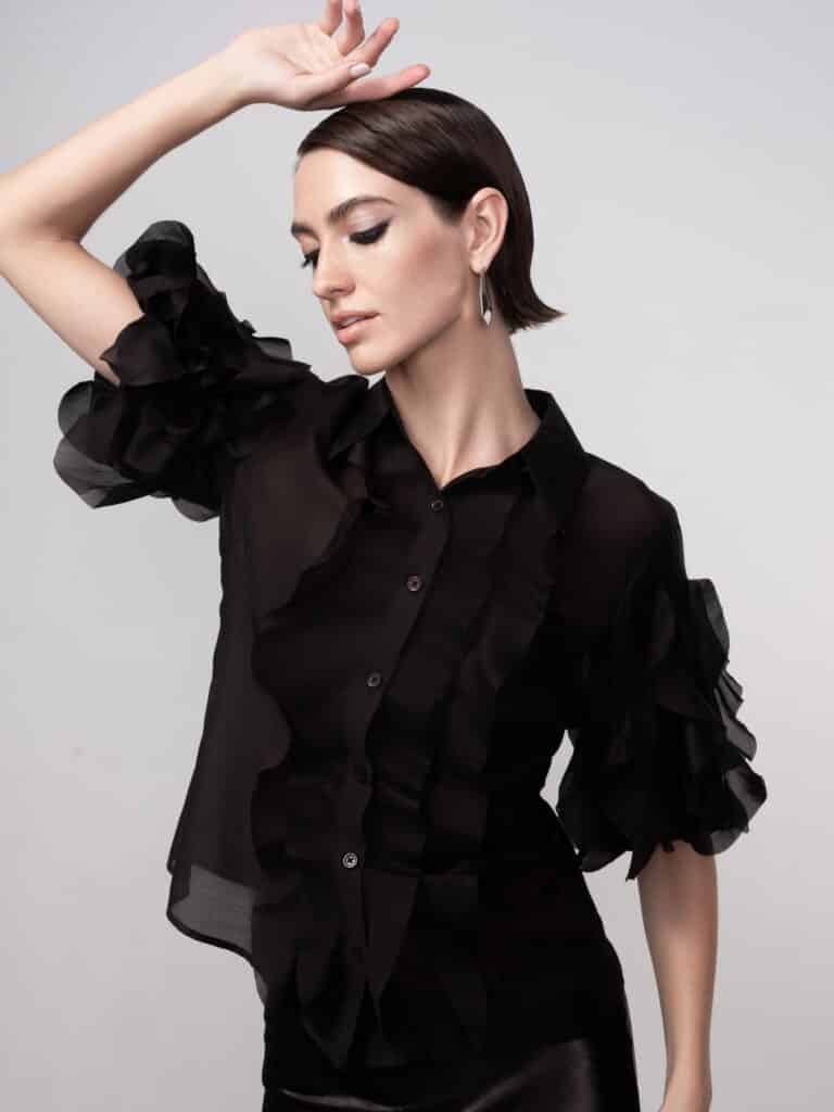 Haako black chiffon blouse