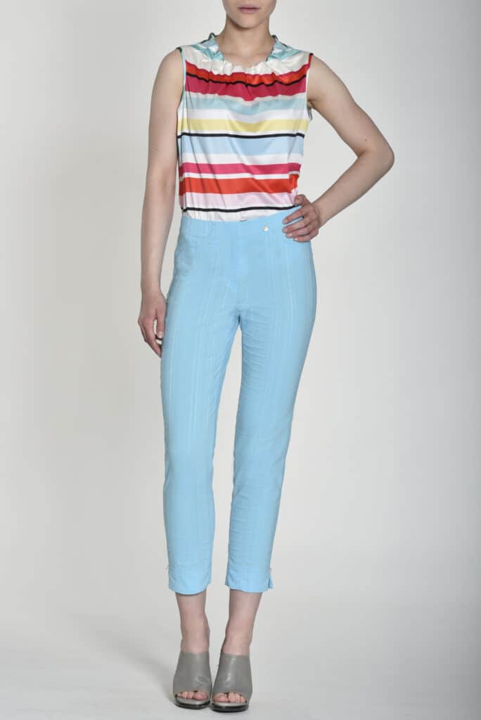 Robell Bella 09 seersucker trousers in turquoise
