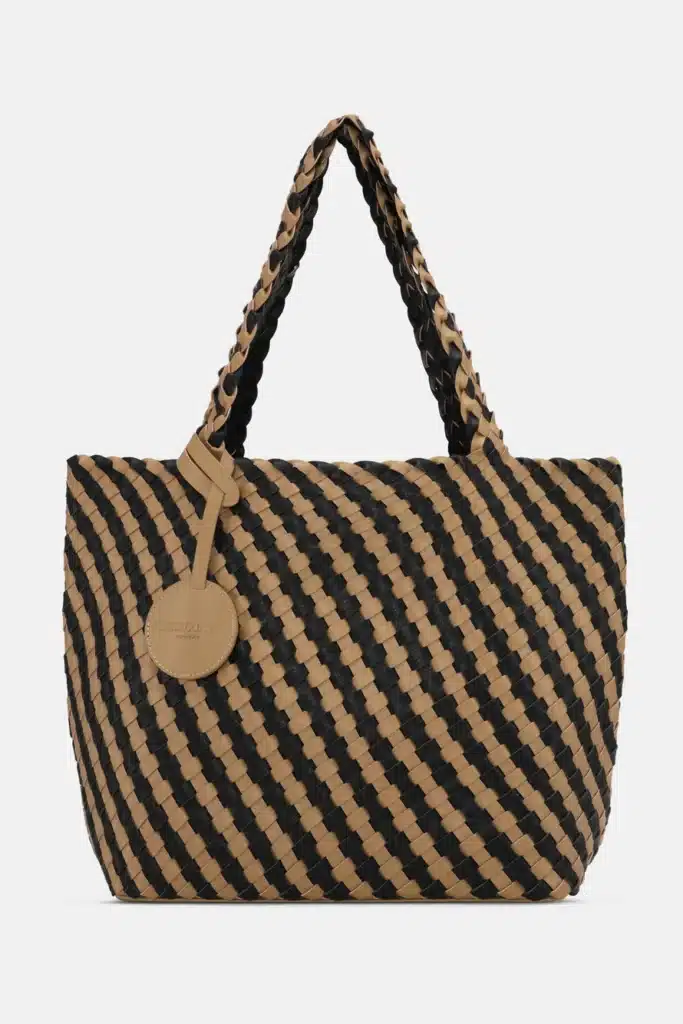 Ilse Jacobsen striped reversible tote in tan / black