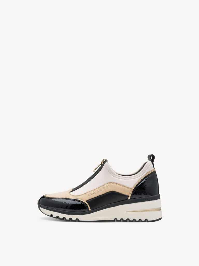 Marco Tozzi zip front sneaker black
