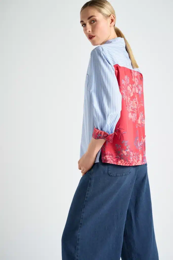Marie Mero striped satin backed shirt