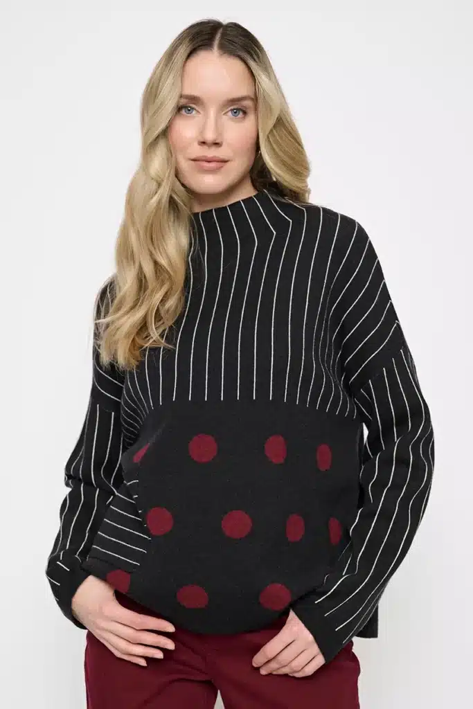 Picadilly polka dot stripe knit jumper