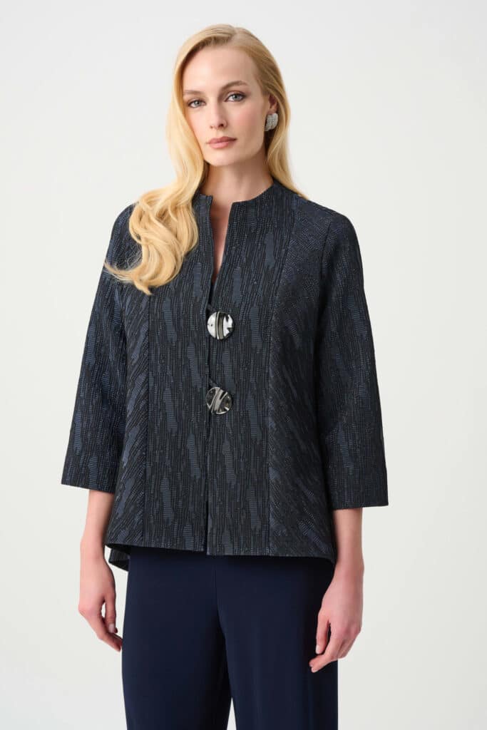 Joseph Ribkoff Signature foil textured trapeze jacket