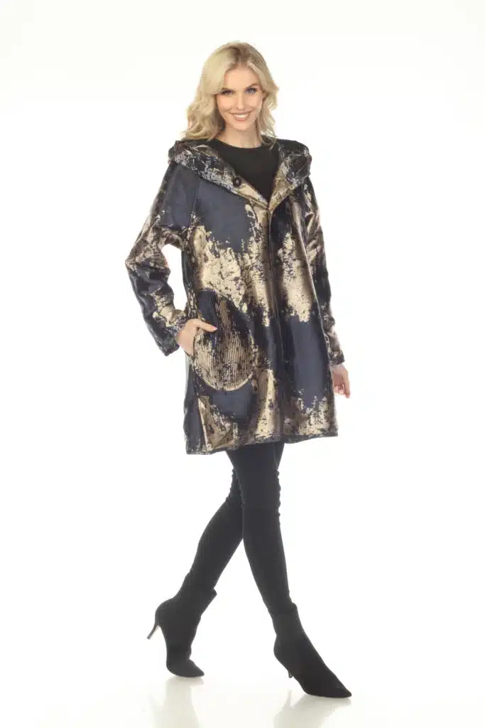Oopera pleated hood reversible raincoat