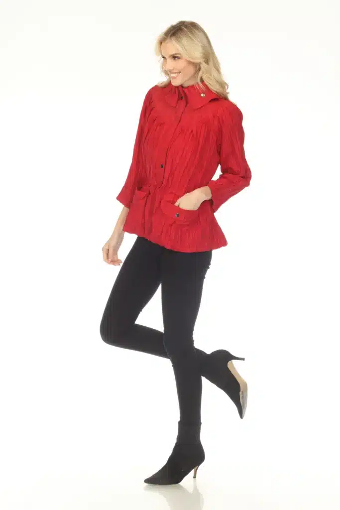 Oopera crush pleated jacket, scarlet red