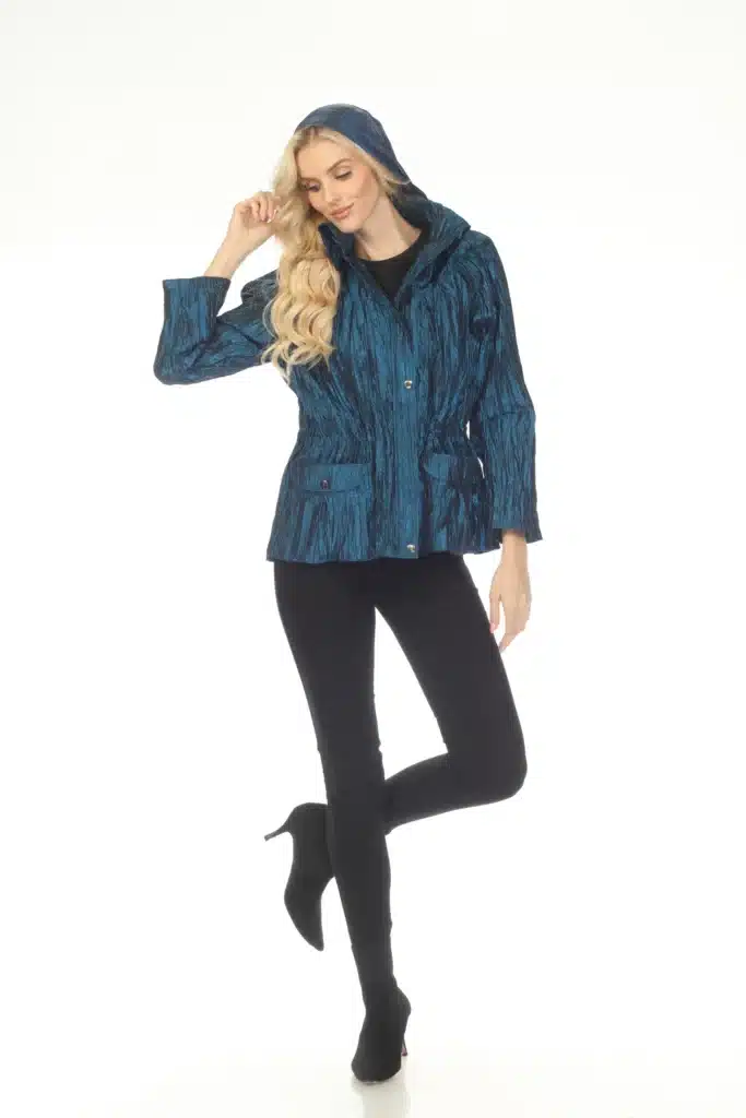 Oopera crush pleated jacket, blue