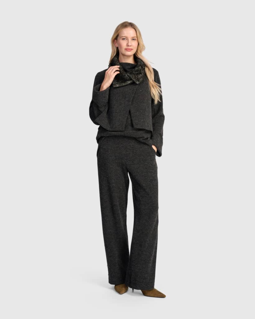 Alembika fur trim collar cropped jacket