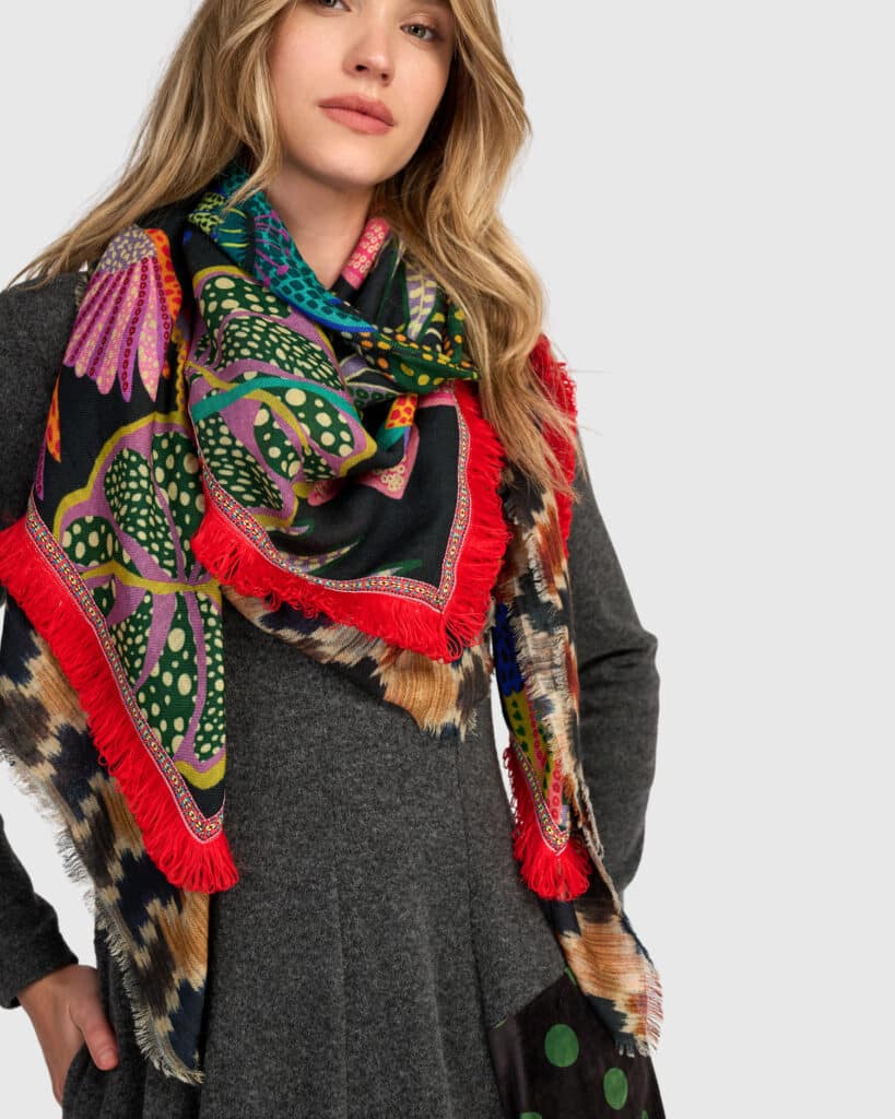 Alembika printed scarf red multi