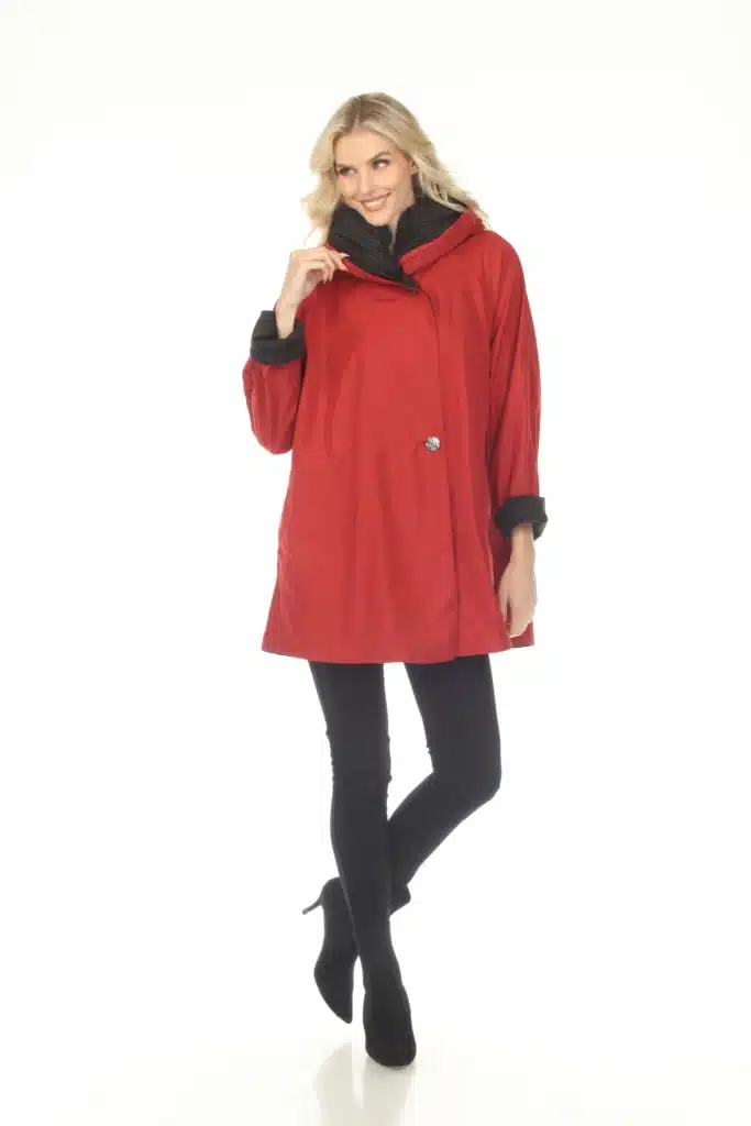 Oopera pleated hood reversible raincoat