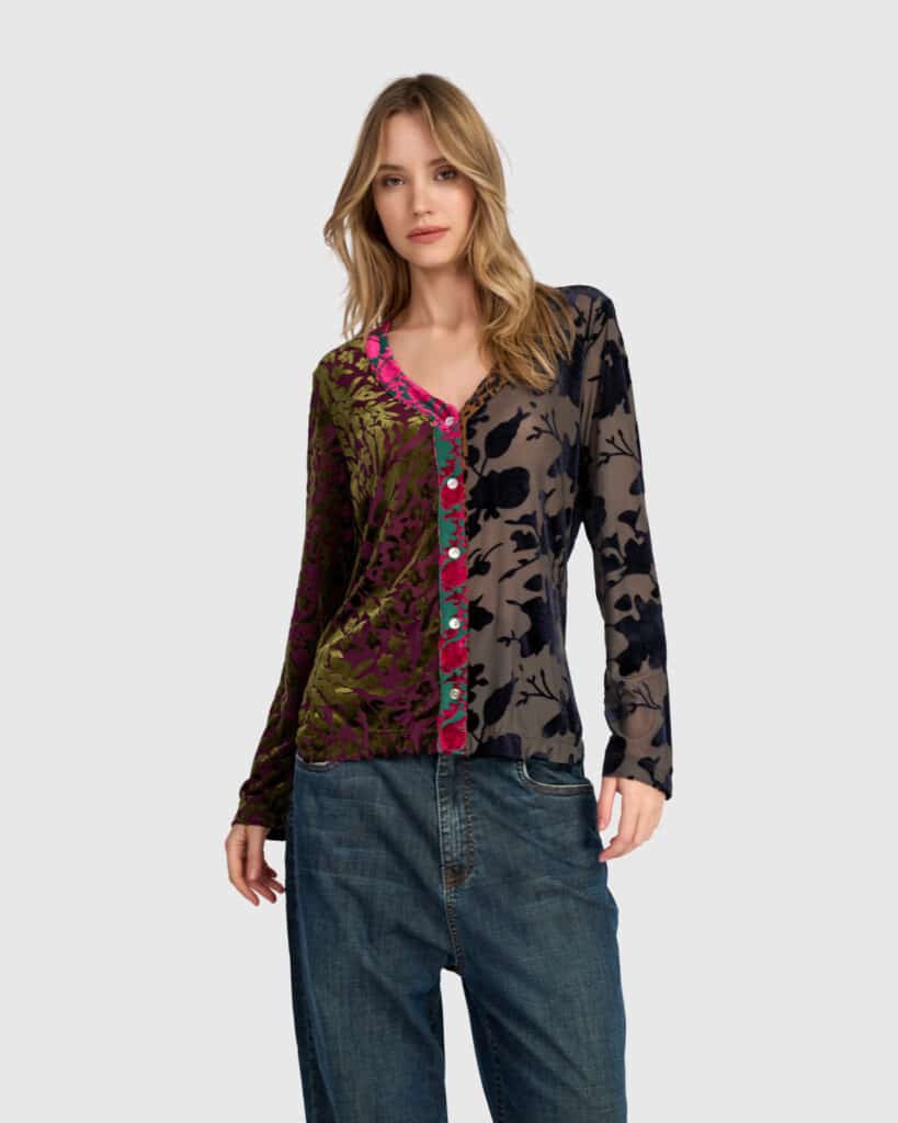 Alembika devoré V-neck cardigan